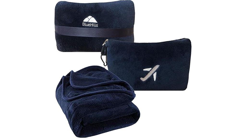 navy blue travel blanket