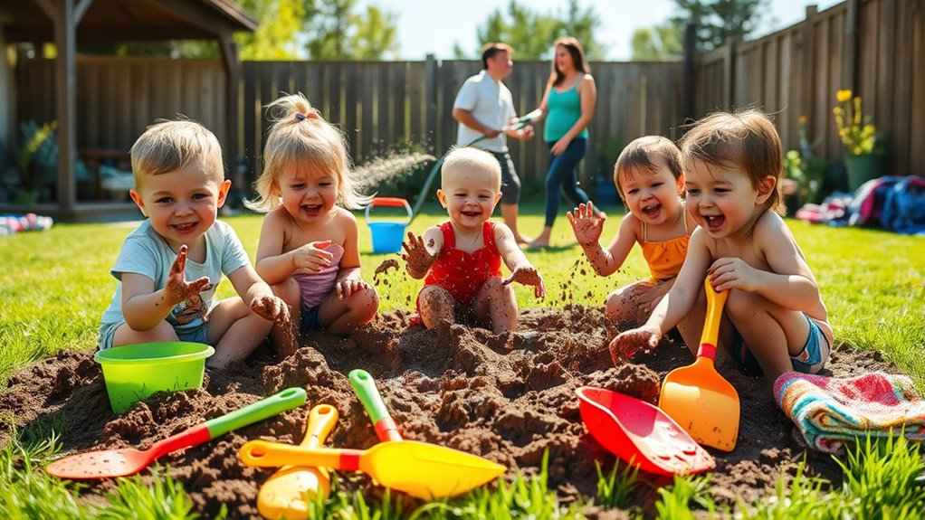 organized mud play setup