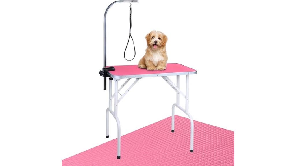 pink foldable grooming table