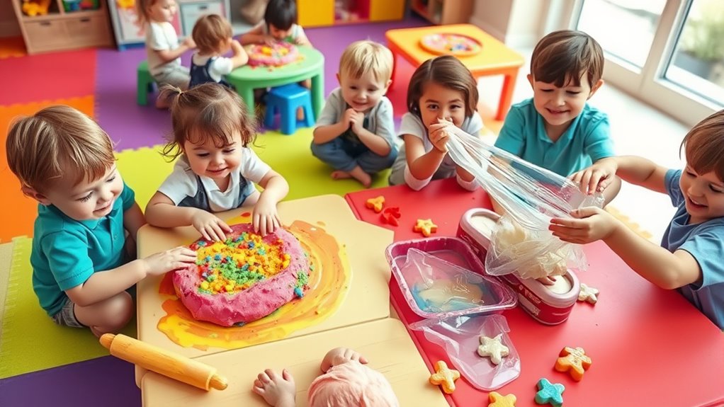 sensory play playdough to slime