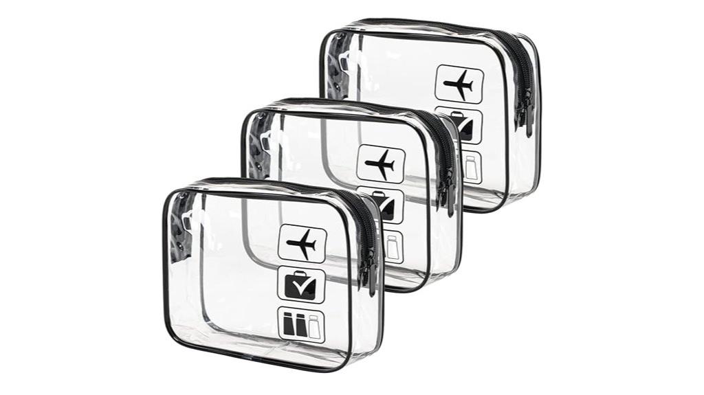 three clear tsa toiletry bags