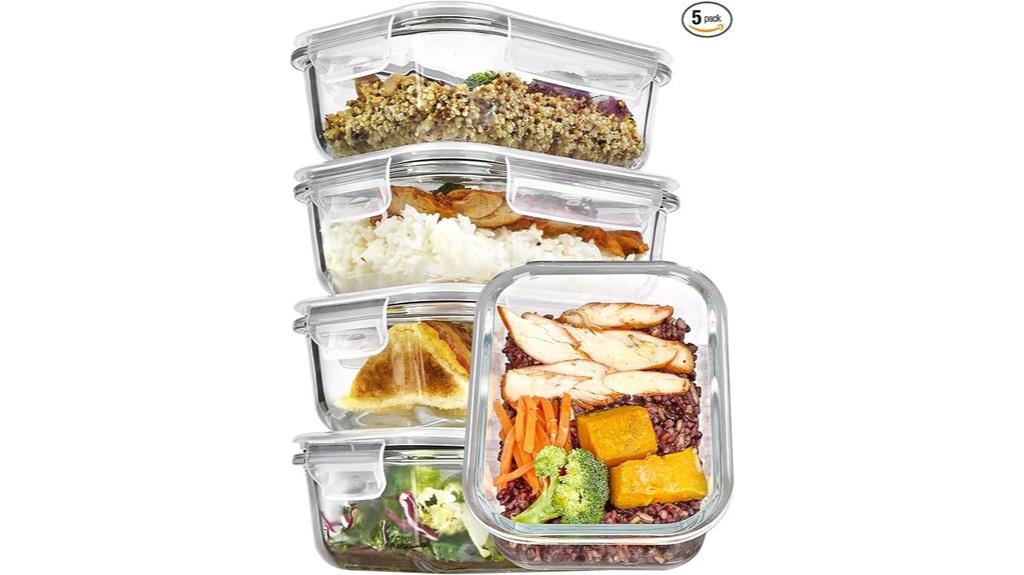 five pack glass storage containers