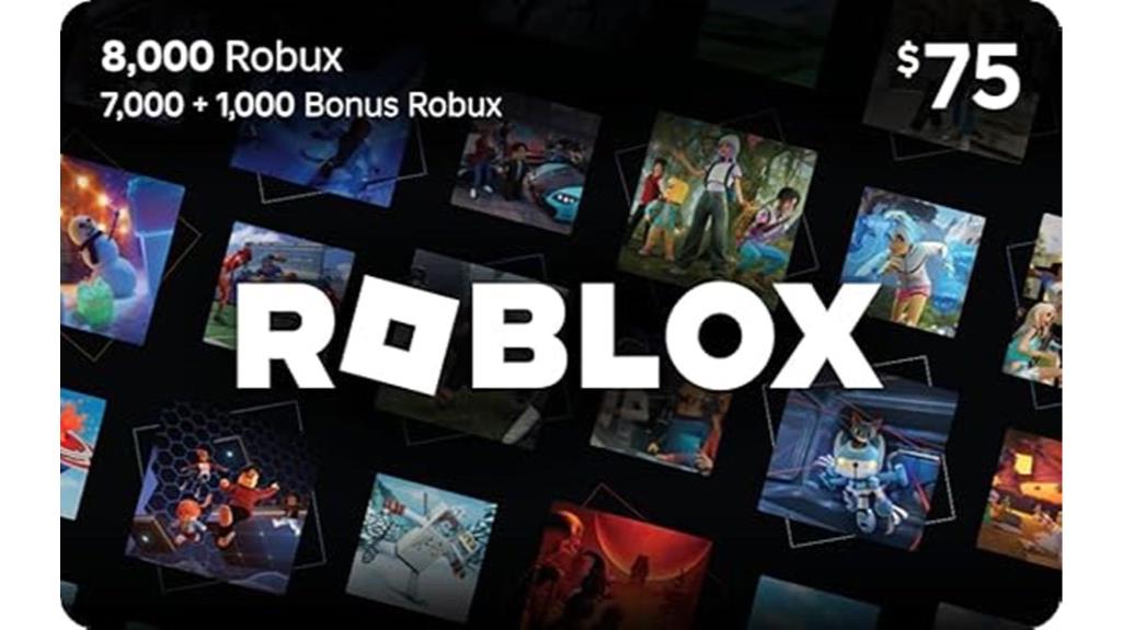 roblox gift card 8000 robux