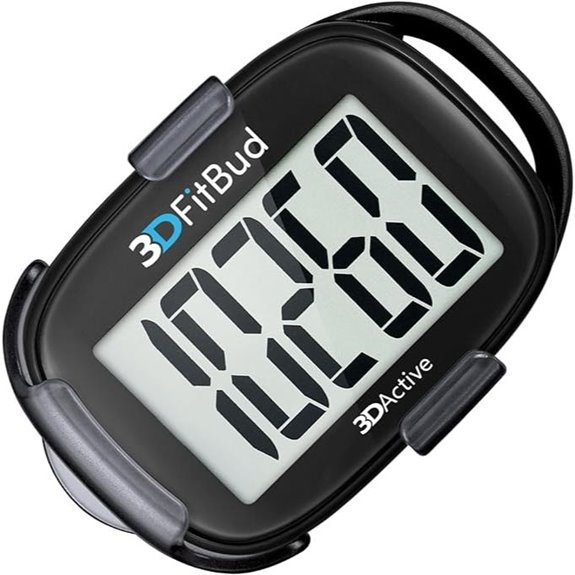 3DFitBud 3D Pedometer with Clip and Large Display