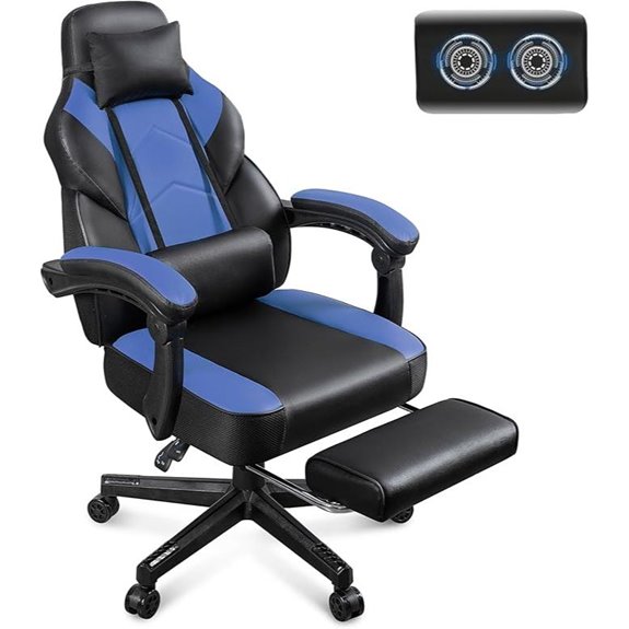 Gaming Chair with Footrest Lumbar Massage Adjustable
