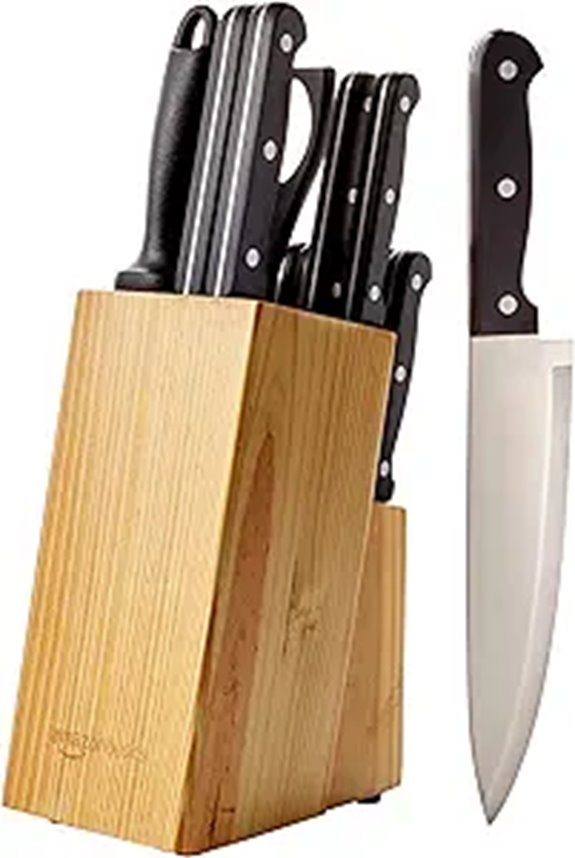 Amazon Basics 14-Piece Steel Kitchen Knife Set
