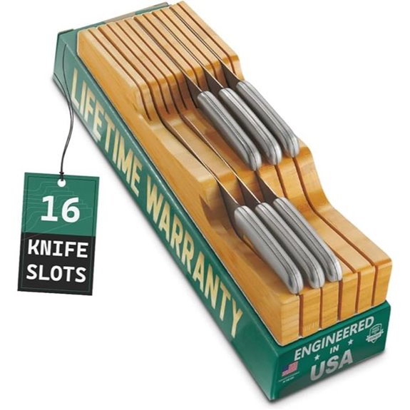 Bellemain Bamboo Drawer Knife Organizer (16 Slots)