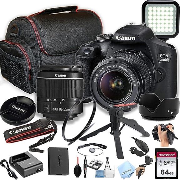 Canon EOS 2000D Rebel T7 DSLR Camera Bundle