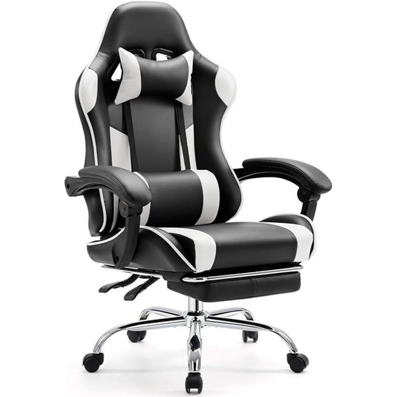 Sweetcrispy Gaming Desk Chair with Footrest & Lumbar Support