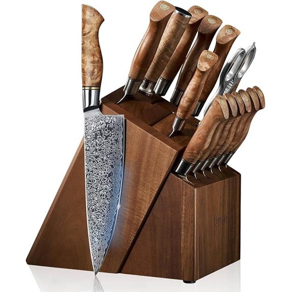 SENKEN Damascus Knife Set with Sharpener and Scissors