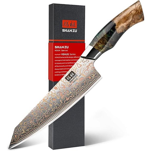 SHAN ZU Damascus 8-Inch Chef Knife with Maple Handle