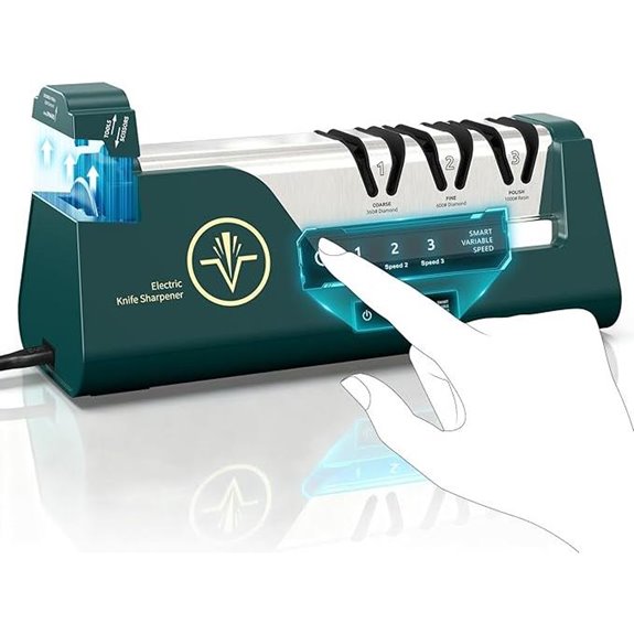 Electric Knife Sharpener with Diamond Abrasives & Precision Guides