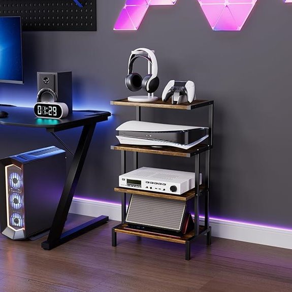 Aquzee 4-Tier Media Console for Gaming and DVD Storage