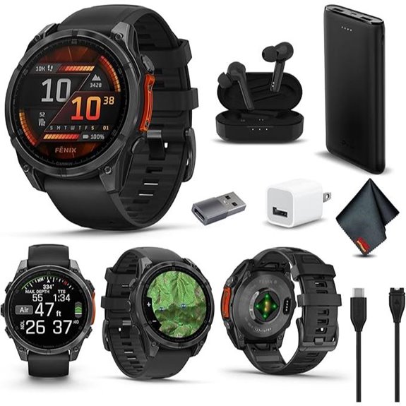 Garmin Fenix 8 47MM GPS Multisport Smartwatch Bundle