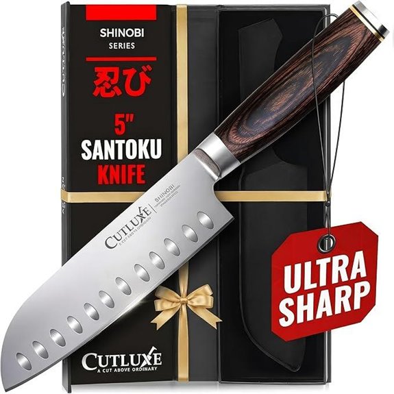 Santoku 5-Inch Japanese Knife with Pakkawood Handle