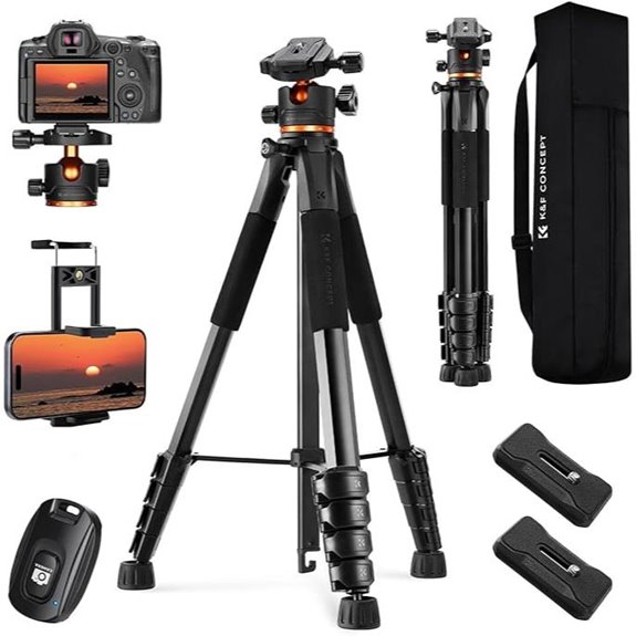 K&F Concept 75-inch Travel Camera Tripod with Remote