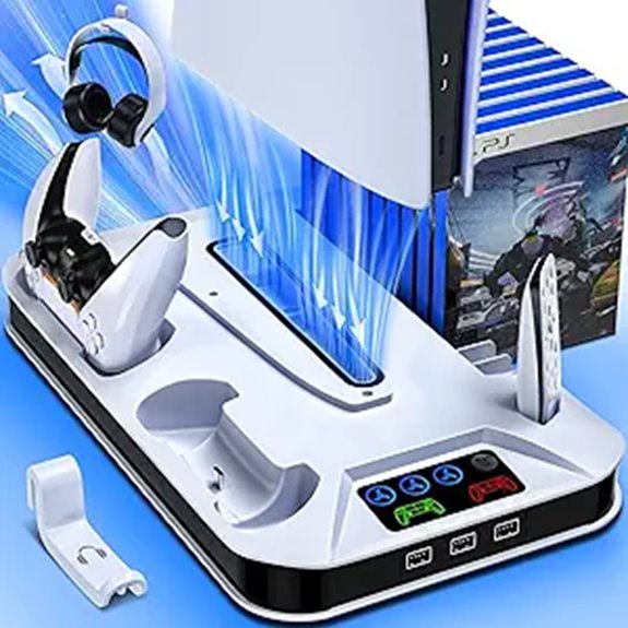 PS5 Cooling & Charging Station with USB Hubs