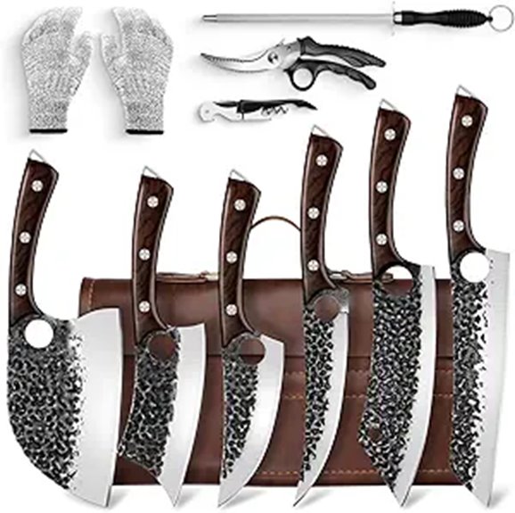 Serbian Chef Knife Set with Sheath and High Carbon Steel