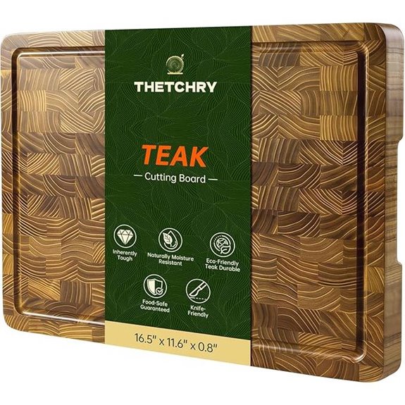 Teak Wood Cutting Board with Juice Groove and Handles