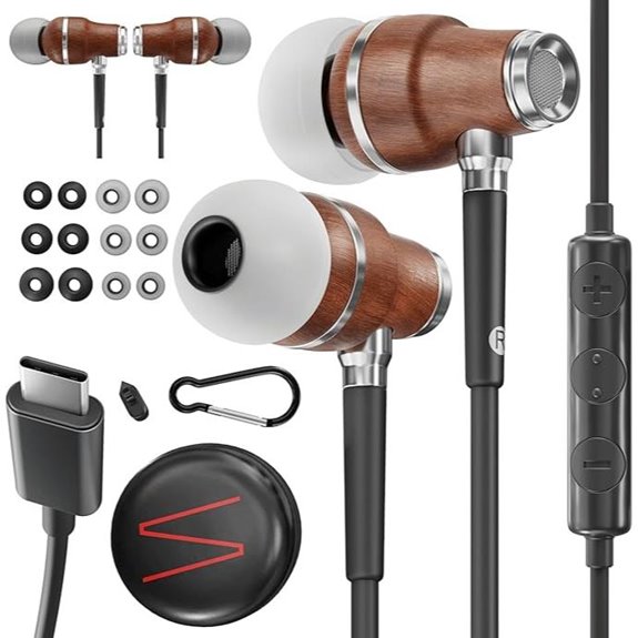 Symphonized Wooden Wired Earphones with Noise Cancellation